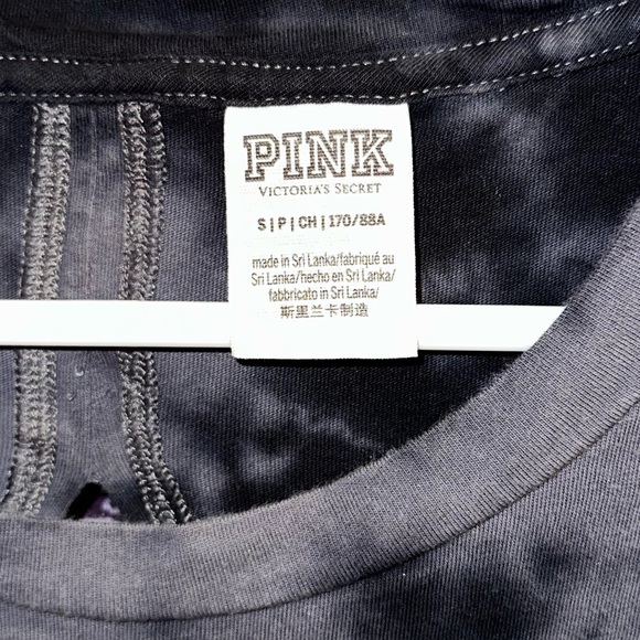 PINK Victoria's Secret Black Tie-Dye Tee with Cutout - Picture 2 of 5